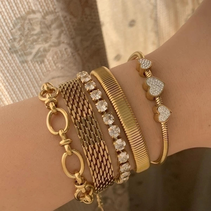 Bracelet cœur doré et strass