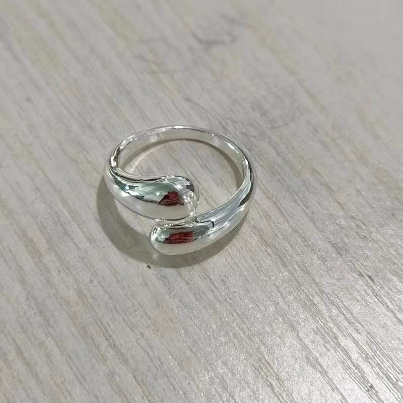 Bague ajustable anneaux ouvert argenté