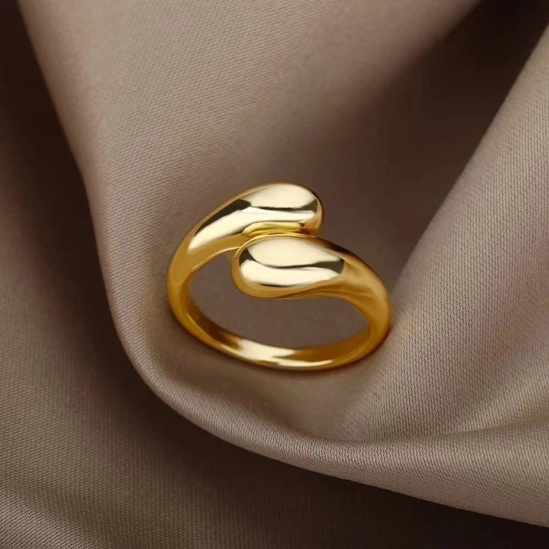 Bague ajustable anneaux ouvert doré