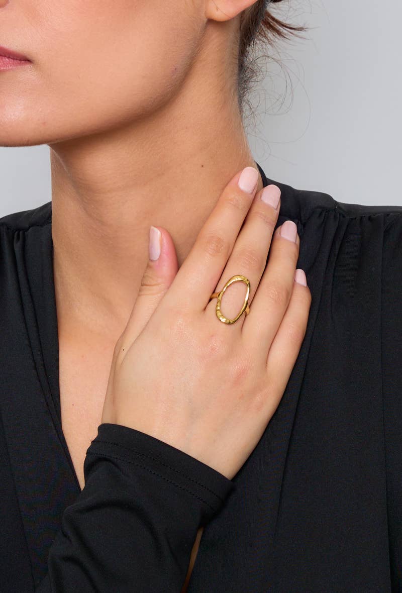 Bague texturé en acier inoxydable : Or jaune BYREN | ÉLINE L'ATELIER