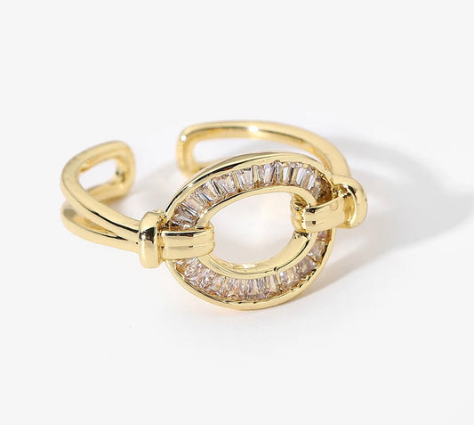 Bague ajustable ronde et strass