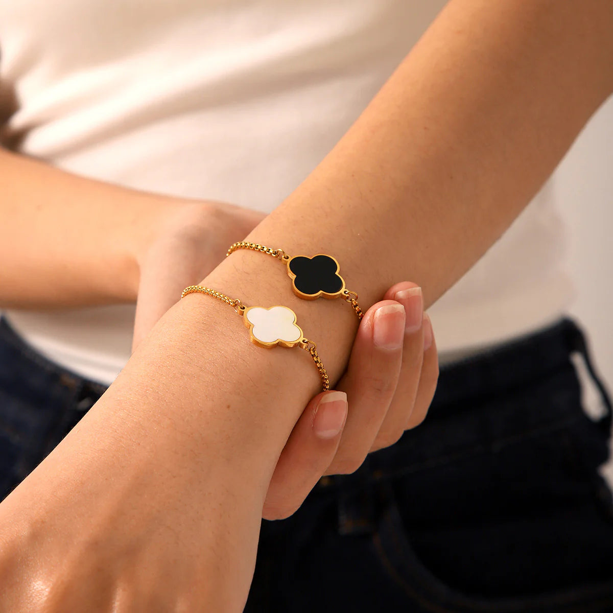 Bracelet trèfle chaîne réglable
