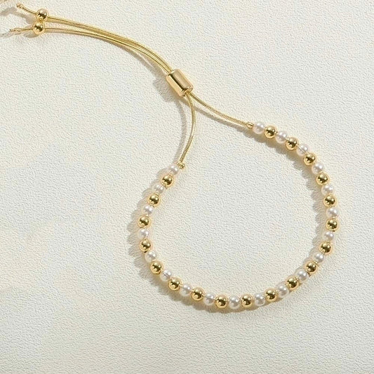 Bracelet perle blanc et doré