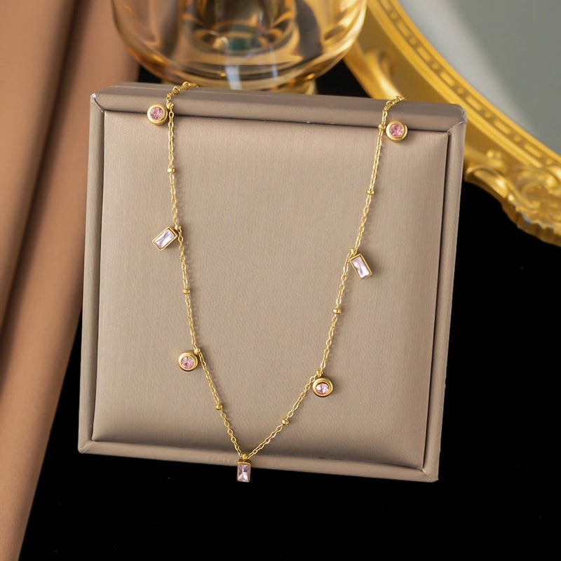 Collier pierre rose