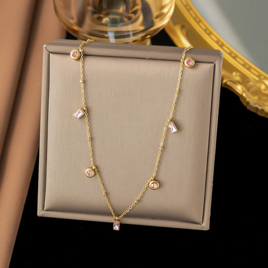 Collier pierre rose