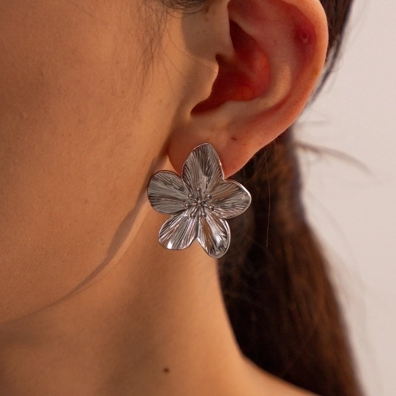 Boucle d’oreille fleur été doré