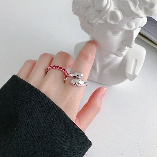 Bague ajustable anneaux ouvert argenté