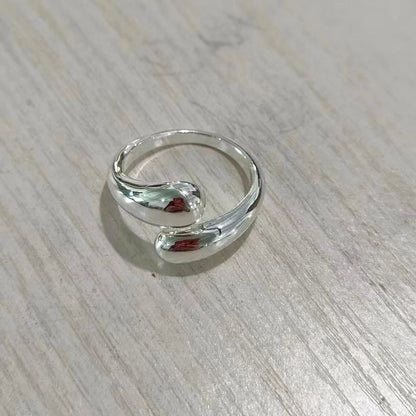Bague ajustable anneaux ouvert argenté