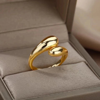 Bague ajustable anneaux ouvert doré