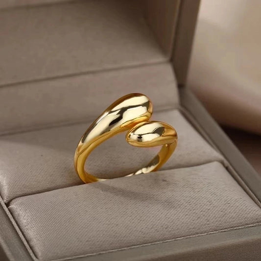 Bague ajustable anneaux ouvert doré
