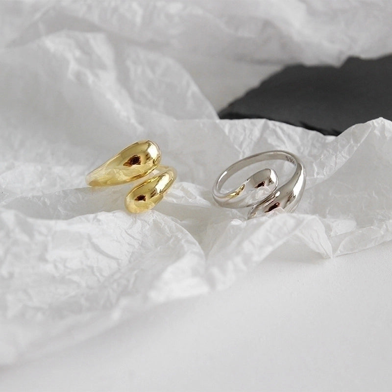 Bague ajustable anneaux ouvert argenté